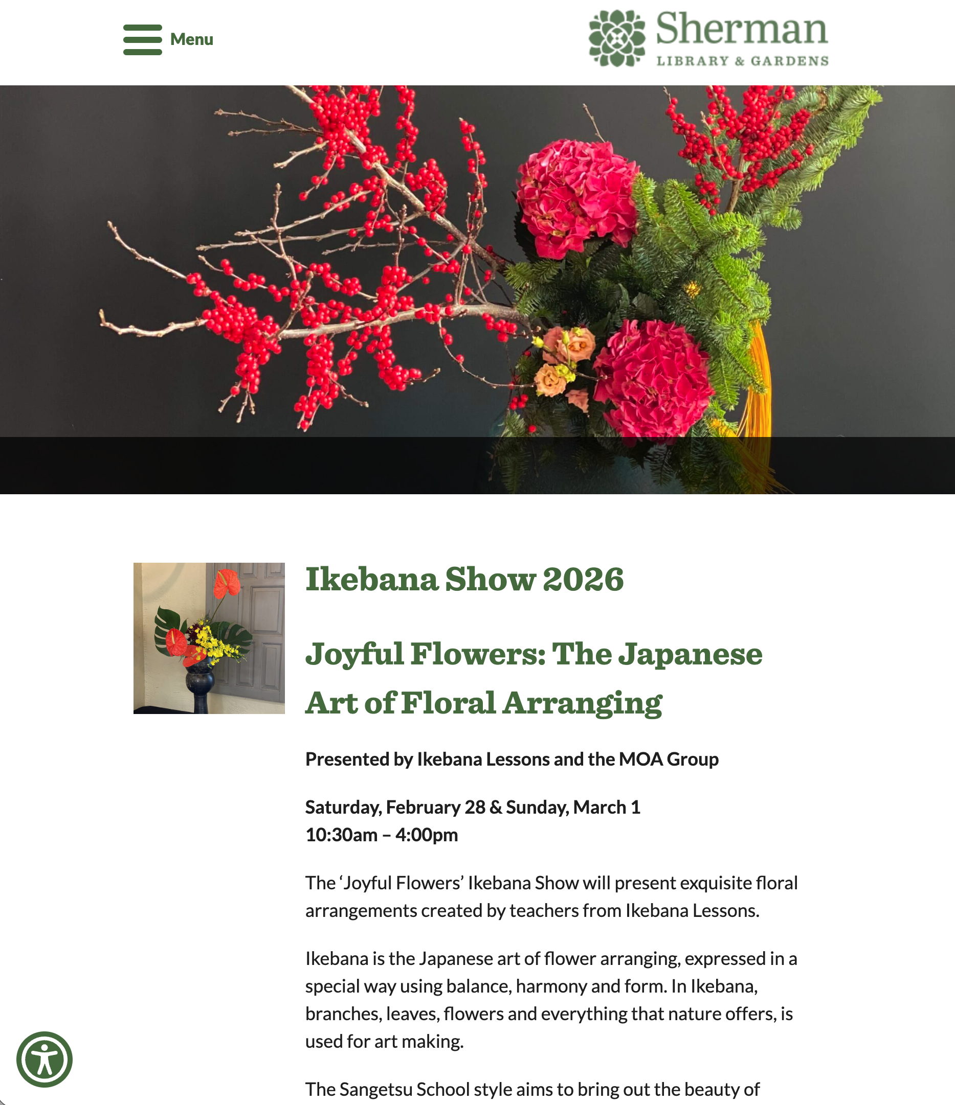 Joyful Flowers: Ikebana Show at Sherman Library & Gardens